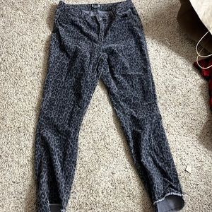 gray and black cheetah jeans